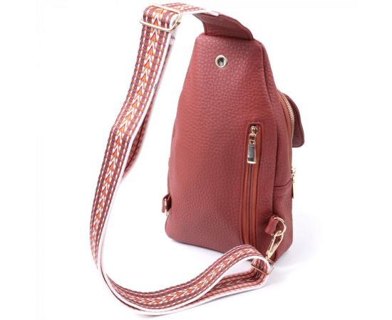 Купить Стильная женская сумка с одной лямкой через плечо из крупнозернистой экокожи Vintage 22762 Бордовый, фото , изображение 2, характеристики, отзывы