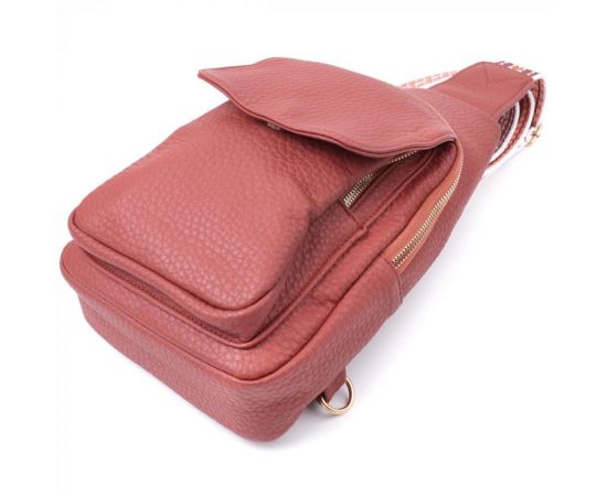 Купить Стильная женская сумка с одной лямкой через плечо из крупнозернистой экокожи Vintage 22762 Бордовый, фото , изображение 5, характеристики, отзывы