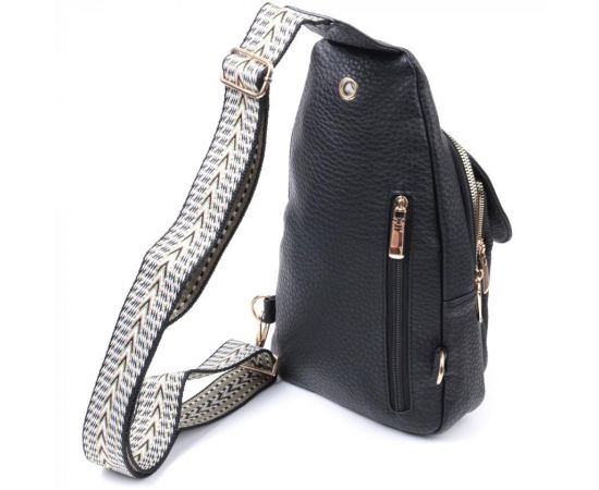 Купить Удобная женская сумка с одной лямкой через плечо из крупнозернистой экокожи Vintage 22763 Черный, фото , изображение 2, характеристики, отзывы