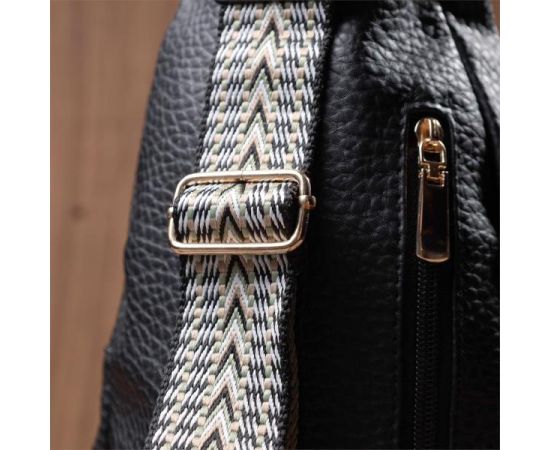 Купить Удобная женская сумка с одной лямкой через плечо из крупнозернистой экокожи Vintage 22763 Черный, фото , изображение 11, характеристики, отзывы