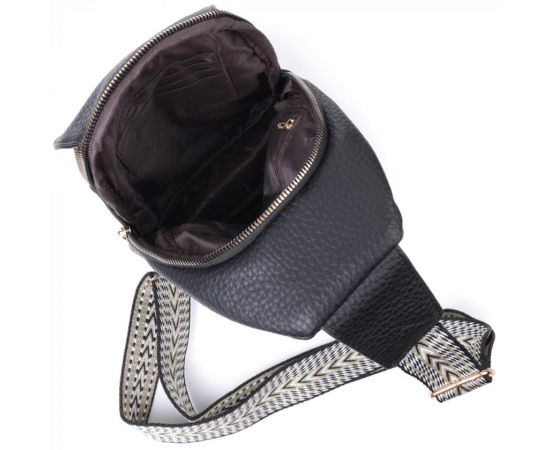 Купить Удобная женская сумка с одной лямкой через плечо из крупнозернистой экокожи Vintage 22763 Черный, фото , изображение 8, характеристики, отзывы