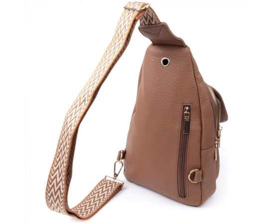 Купить Практичная женская сумка с одной лямкой через плечо из крупнозернистой экокожи Vintage 22764 Коричневый, фото , изображение 2, характеристики, отзывы