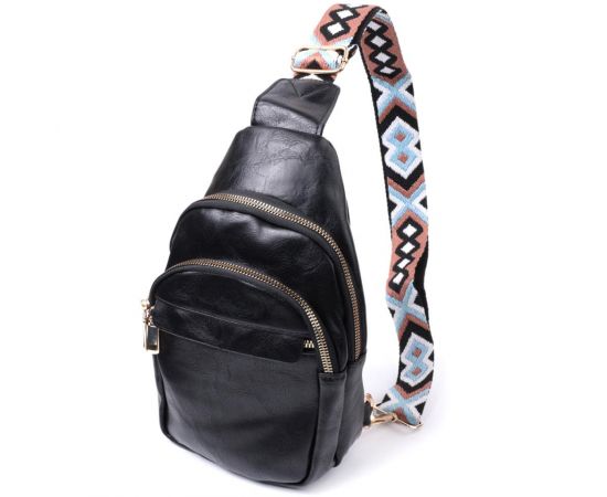 Купить Сумка небольшого размера с одной лямкой через плечо из гладкой экокожи Vintage 22770 Черный, фото , характеристики, отзывы