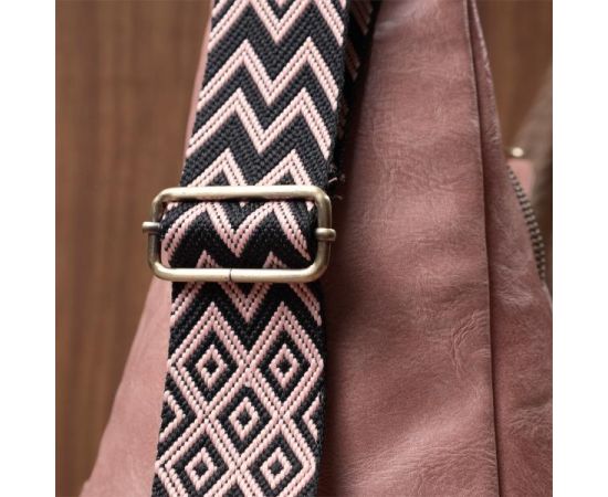 Придбати Женская сумка с акцентом на текстильную лямку из гладкой экокожи Vintage 22772 Розовый, image , зображення 11, характеристики, відгуки