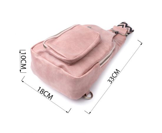 Придбати Женская сумка с акцентом на текстильную лямку из гладкой экокожи Vintage 22772 Розовый, image , зображення 3, характеристики, відгуки