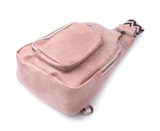 Придбати Женская сумка с акцентом на текстильную лямку из гладкой экокожи Vintage 22772 Розовый, image , зображення 5, характеристики, відгуки