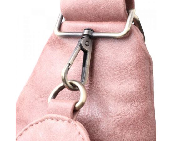 Придбати Женская сумка с акцентом на текстильную лямку из гладкой экокожи Vintage 22772 Розовый, image , зображення 6, характеристики, відгуки