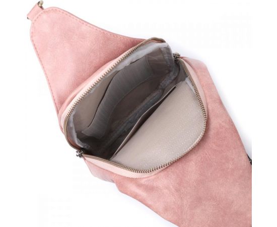 Придбати Женская сумка с акцентом на текстильную лямку из гладкой экокожи Vintage 22772 Розовый, image , зображення 7, характеристики, відгуки