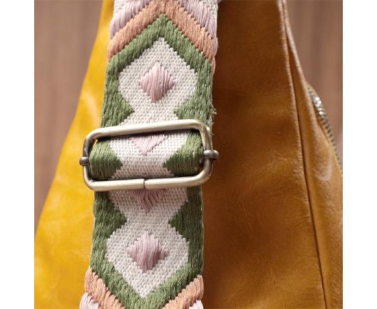 Купить Яркая женская сумка из экокожи с акцентом на текстильную лямку Vintage 22775 Желтый, фото , изображение 11, характеристики, отзывы