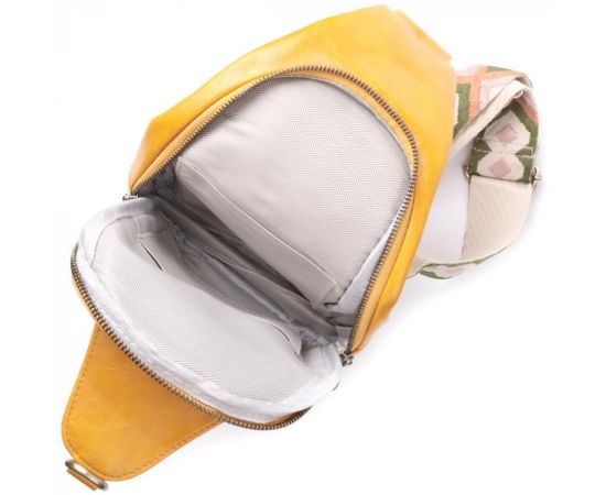 Купить Яркая женская сумка из экокожи с акцентом на текстильную лямку Vintage 22775 Желтый, фото , изображение 7, характеристики, отзывы