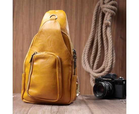 Купить Яркая женская сумка из экокожи с акцентом на текстильную лямку Vintage 22775 Желтый, фото , изображение 9, характеристики, отзывы