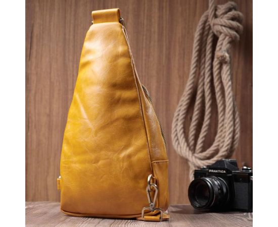 Купить Яркая женская сумка из экокожи с акцентом на текстильную лямку Vintage 22775 Желтый, фото , изображение 10, характеристики, отзывы