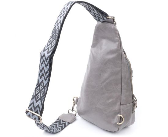 Купить Удобная женская сумка из экокожи с акцентом на текстильную лямку Vintage 22777 Серый, фото , изображение 2, характеристики, отзывы