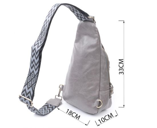 Купить Удобная женская сумка из экокожи с акцентом на текстильную лямку Vintage 22777 Серый, фото , изображение 3, характеристики, отзывы