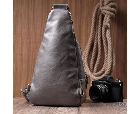 Купить Удобная женская сумка из экокожи с акцентом на текстильную лямку Vintage 22777 Серый, фото , изображение 9, характеристики, отзывы