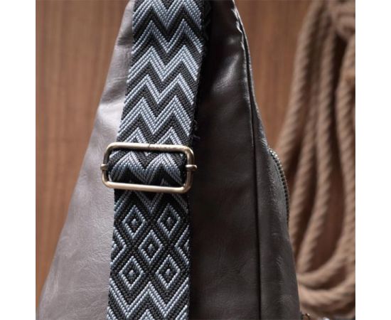 Купить Удобная женская сумка из экокожи с акцентом на текстильную лямку Vintage 22777 Серый, фото , изображение 10, характеристики, отзывы