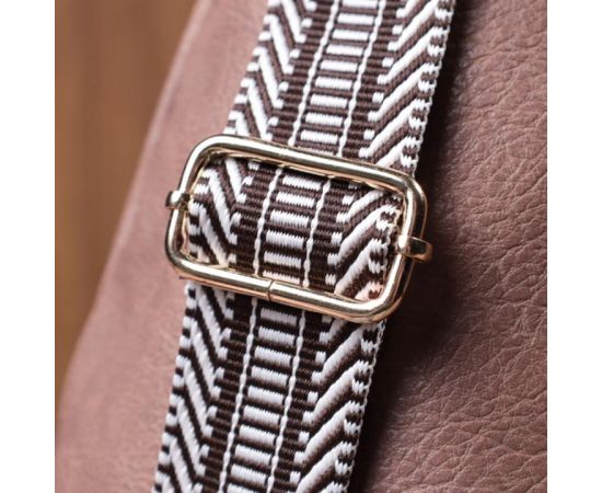 Купить Компактная женская сумка через плечо из экокожи с акцентом на текстильную лямку Vintage 22778 Коричневый, фото , изображение 10, характеристики, отзывы