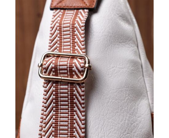 Придбати Небольшая женская сумка через плечо из экокожи с акцентом на текстильную лямку Vintage 22779 Белый, image , зображення 10, характеристики, відгуки