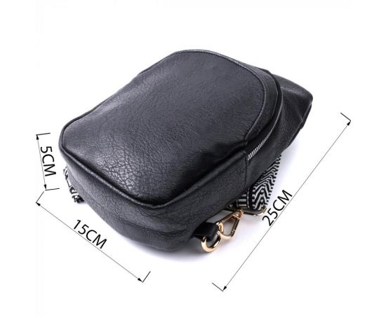 Купить Сумка для женщин через плечо из экокожи с акцентом на текстильную лямку Vintage 22781 Черный, фото , изображение 3, характеристики, отзывы