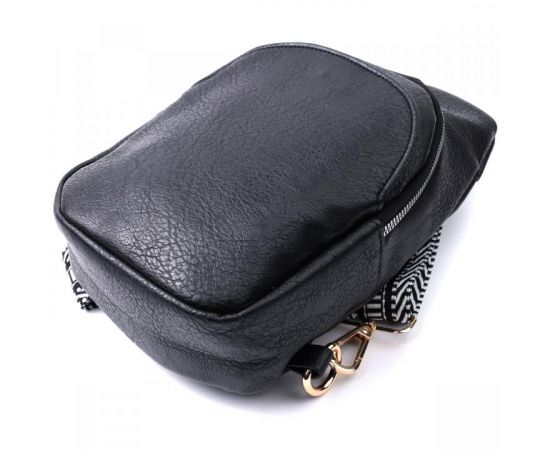 Купить Сумка для женщин через плечо из экокожи с акцентом на текстильную лямку Vintage 22781 Черный, фото , изображение 5, характеристики, отзывы