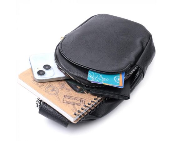 Купить Сумка для женщин через плечо из экокожи с акцентом на текстильную лямку Vintage 22781 Черный, фото , изображение 8, характеристики, отзывы