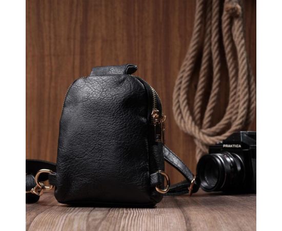 Купить Небольшая женская сумка через плечо на два отделения из экокожи Vintage 22784 Черный, фото , изображение 10, характеристики, отзывы