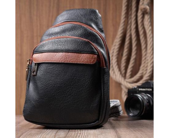 Купить Удобная женская сумка через плечо с отверстием для наушников из экокожи Vintage 22787 Черный, фото , изображение 10, характеристики, отзывы