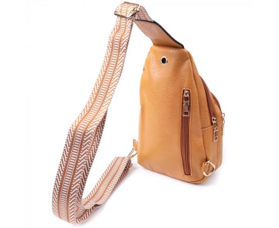 Купить Яркая женская сумка через плечо с отверстием для наушников из экокожи Vintage 22788 Желтый, фото , изображение 2, характеристики, отзывы