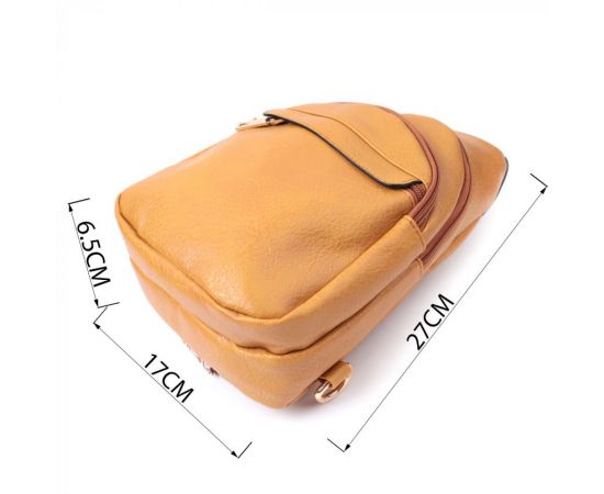 Купить Яркая женская сумка через плечо с отверстием для наушников из экокожи Vintage 22788 Желтый, фото , изображение 3, характеристики, отзывы