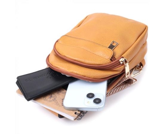 Купить Яркая женская сумка через плечо с отверстием для наушников из экокожи Vintage 22788 Желтый, фото , изображение 8, характеристики, отзывы