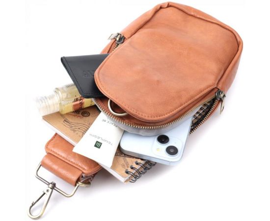 Купить Интересная сумка через плечо в модном цвете из экокожи Vintage 22793 Рыжий, фото , изображение 8, характеристики, отзывы