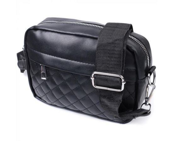 Придбати Удобная женская сумка кросс-боди с монетницей из экокожи Vintage 22796 Черный, image , характеристики, відгуки