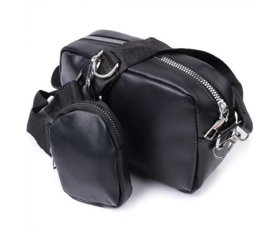 Придбати Удобная женская сумка кросс-боди с монетницей из экокожи Vintage 22796 Черный, image , зображення 6, характеристики, відгуки