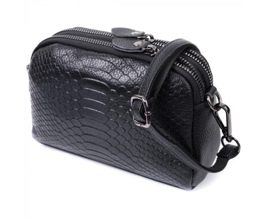 Купить Компактная сумка для женщин на два отделения из натуральной кожи Vintage 22799 Черный, фото , характеристики, отзывы