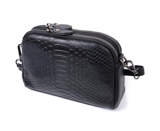 Купить Компактная сумка для женщин на два отделения из натуральной кожи Vintage 22799 Черный, фото , изображение 2, характеристики, отзывы