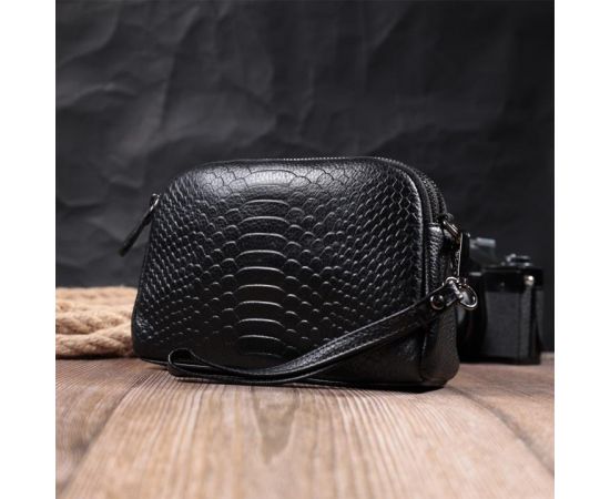 Купить Компактная сумка для женщин на два отделения из натуральной кожи Vintage 22799 Черный, фото , изображение 11, характеристики, отзывы