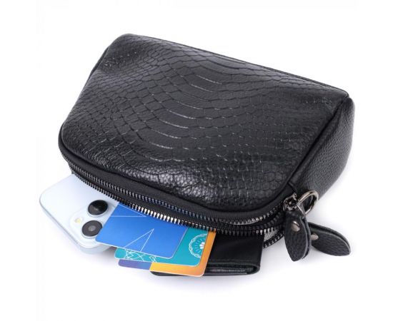 Купить Компактная сумка для женщин на два отделения из натуральной кожи Vintage 22799 Черный, фото , изображение 10, характеристики, отзывы