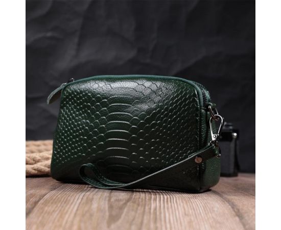 Купить Женская компактная сумка на два отделения из натуральной кожи Vintage 22802 Зеленый, фото , изображение 12, характеристики, отзывы