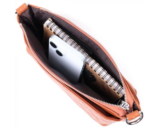 Купить Сумка для женщин среднего размера на три отделения из натуральной кожи Vintage 22804 Рыжий, фото , изображение 9, характеристики, отзывы