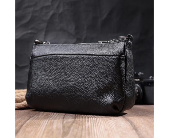 Купить Элегантная сумка для женщин на три отделения из натуральной кожи Vintage 22805 Черный, фото , изображение 14, характеристики, отзывы