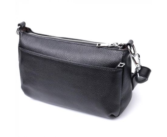 Купить Элегантная сумка для женщин на три отделения из натуральной кожи Vintage 22805 Черный, фото , изображение 5, характеристики, отзывы