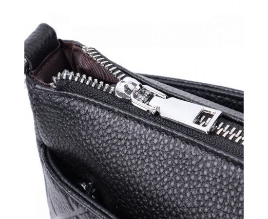 Купить Элегантная сумка для женщин на три отделения из натуральной кожи Vintage 22805 Черный, фото , изображение 8, характеристики, отзывы