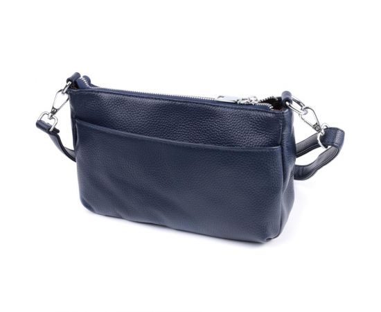 Купить Надежная сумка для женщин на три отделения из натуральной кожи Vintage 22806 Синий, фото , изображение 2, характеристики, отзывы