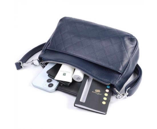 Купить Надежная сумка для женщин на три отделения из натуральной кожи Vintage 22806 Синий, фото , изображение 8, характеристики, отзывы