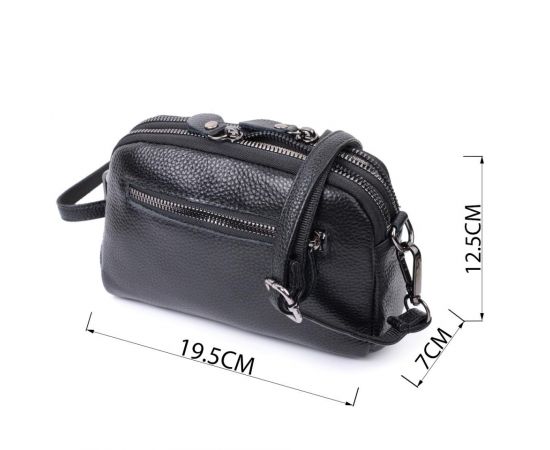 Купить Женская сумка прошита ромбами на лицевой стороне из натуральной кожи Vintage 22807 Черный, фото , изображение 3, характеристики, отзывы