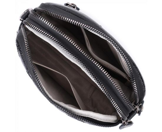 Купить Женская сумка прошита ромбами на лицевой стороне из натуральной кожи Vintage 22807 Черный, фото , изображение 8, характеристики, отзывы