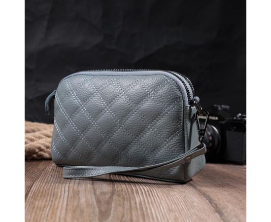 Придбати Элегантная женская сумка прошита ромбами на лицевой стороне из натуральной кожи Vintage 22808 Синий, image , зображення 12, характеристики, відгуки