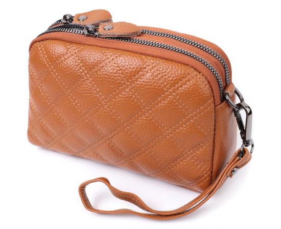 Купить Стильная женская сумка прошита ромбами на лицевой стороне из натуральной кожи Vintage 22809 Рыжий, фото , характеристики, отзывы