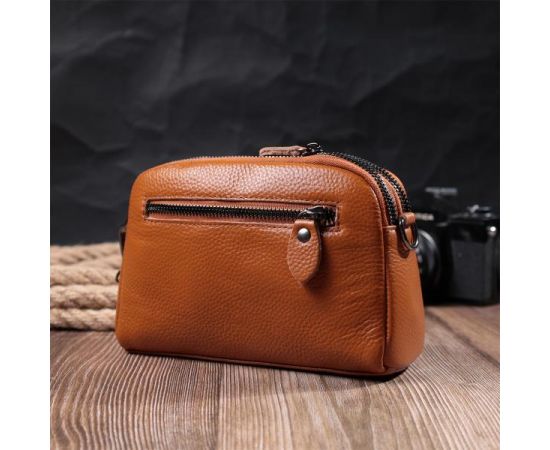 Купить Стильная женская сумка прошита ромбами на лицевой стороне из натуральной кожи Vintage 22809 Рыжий, фото , изображение 11, характеристики, отзывы