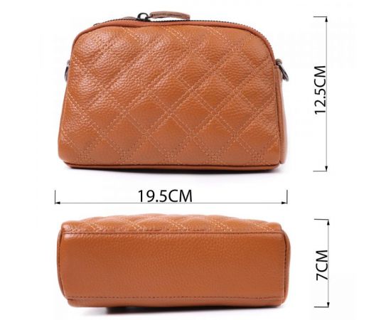 Купить Стильная женская сумка прошита ромбами на лицевой стороне из натуральной кожи Vintage 22809 Рыжий, фото , изображение 3, характеристики, отзывы